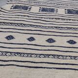 Kilim traditional white and blue handmade carpet 205x110cm