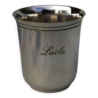 Christofle timpani in silver metal engraved "Leila"