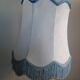 Table lamp bronze foot lampshade pagoda white and blue 50s