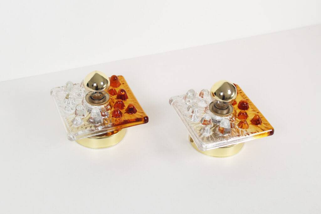 Set (2) of 1970s Murano glass wall sconces by AV Mazzega