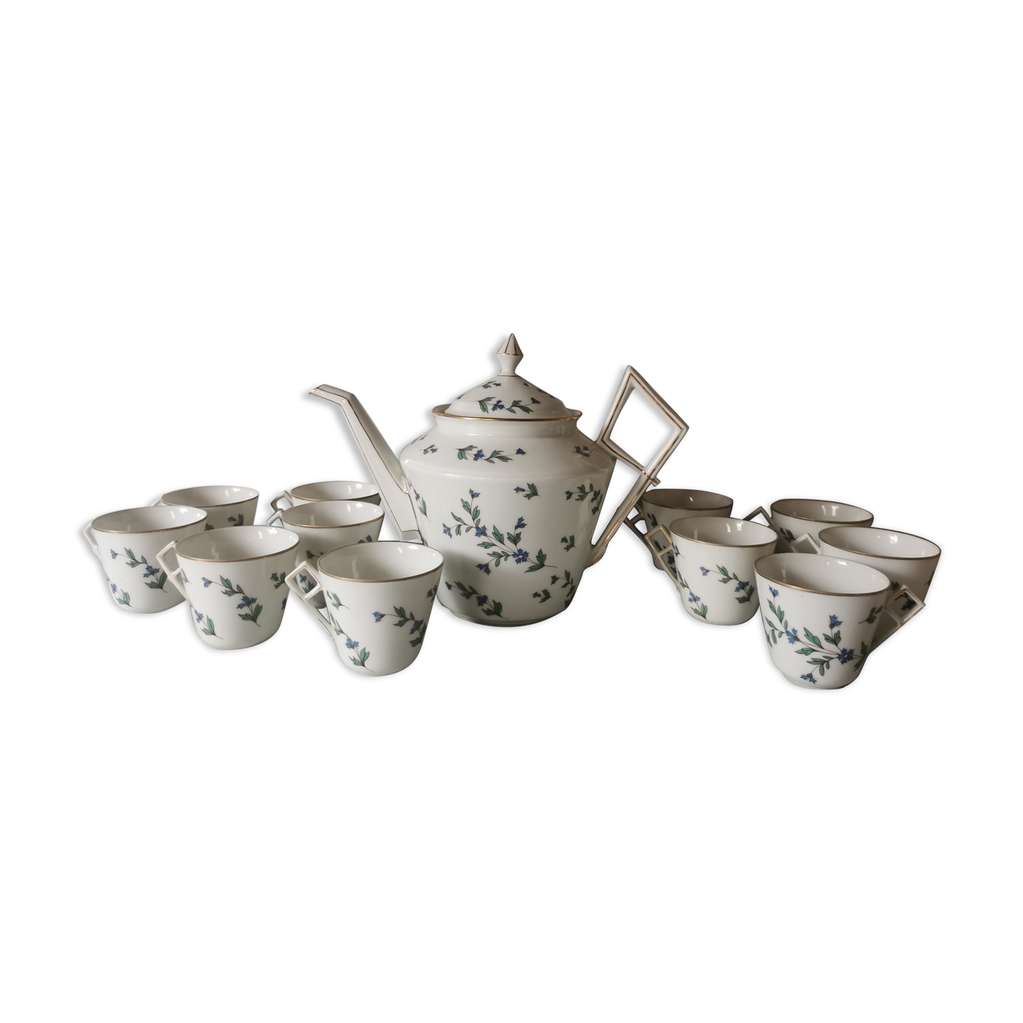Porcelain barbel tea set Limoges Guérin