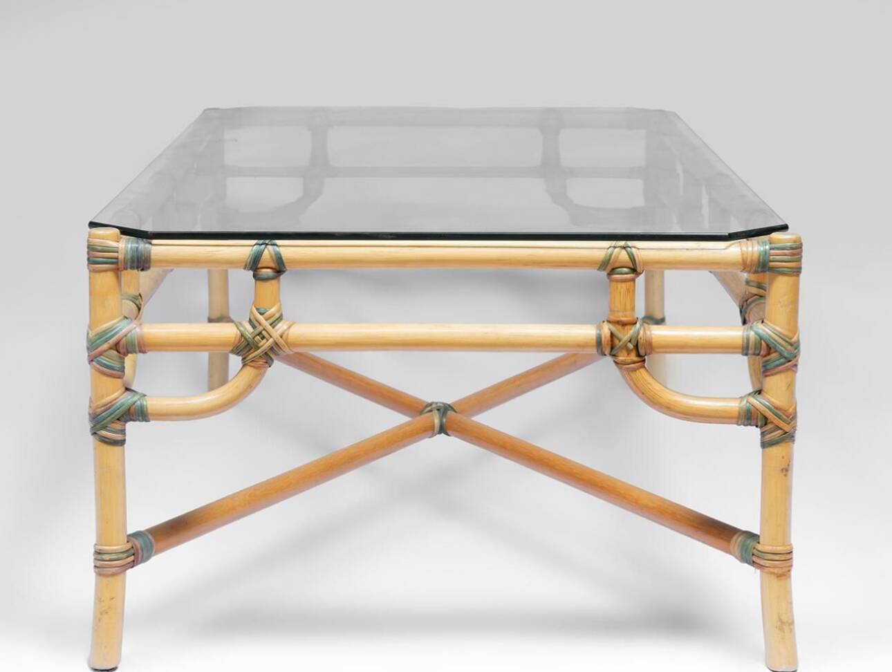 Bamboo and glass coffee table 1970