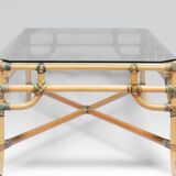 Bamboo and glass coffee table 1970