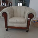 Pair of Chesterfield leather armchairs