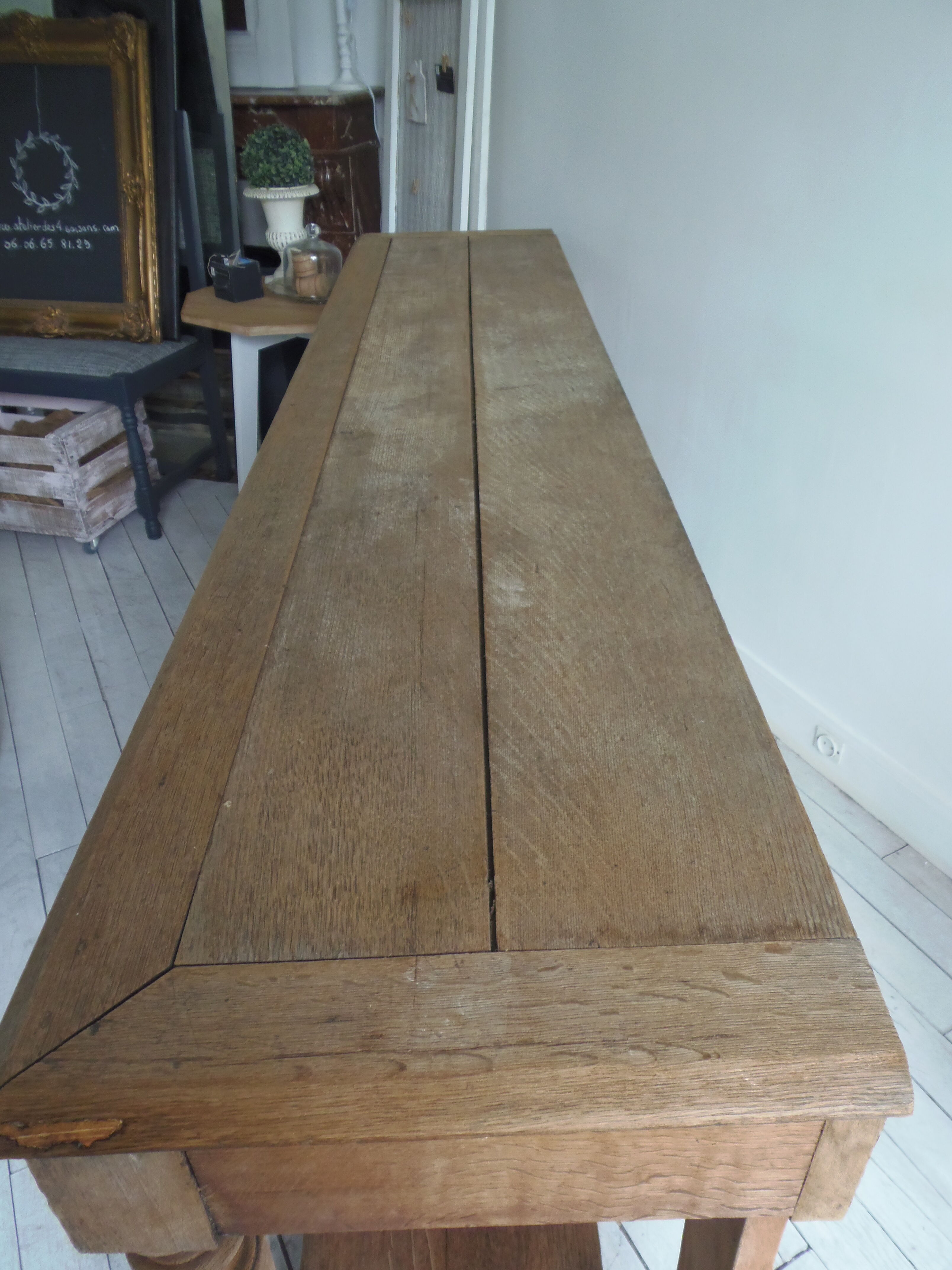 Old solid oak console waxed finish