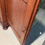 Antique wood and marble kitchen sideboard with carved backsplash