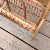 Vintage rattan magazine holder