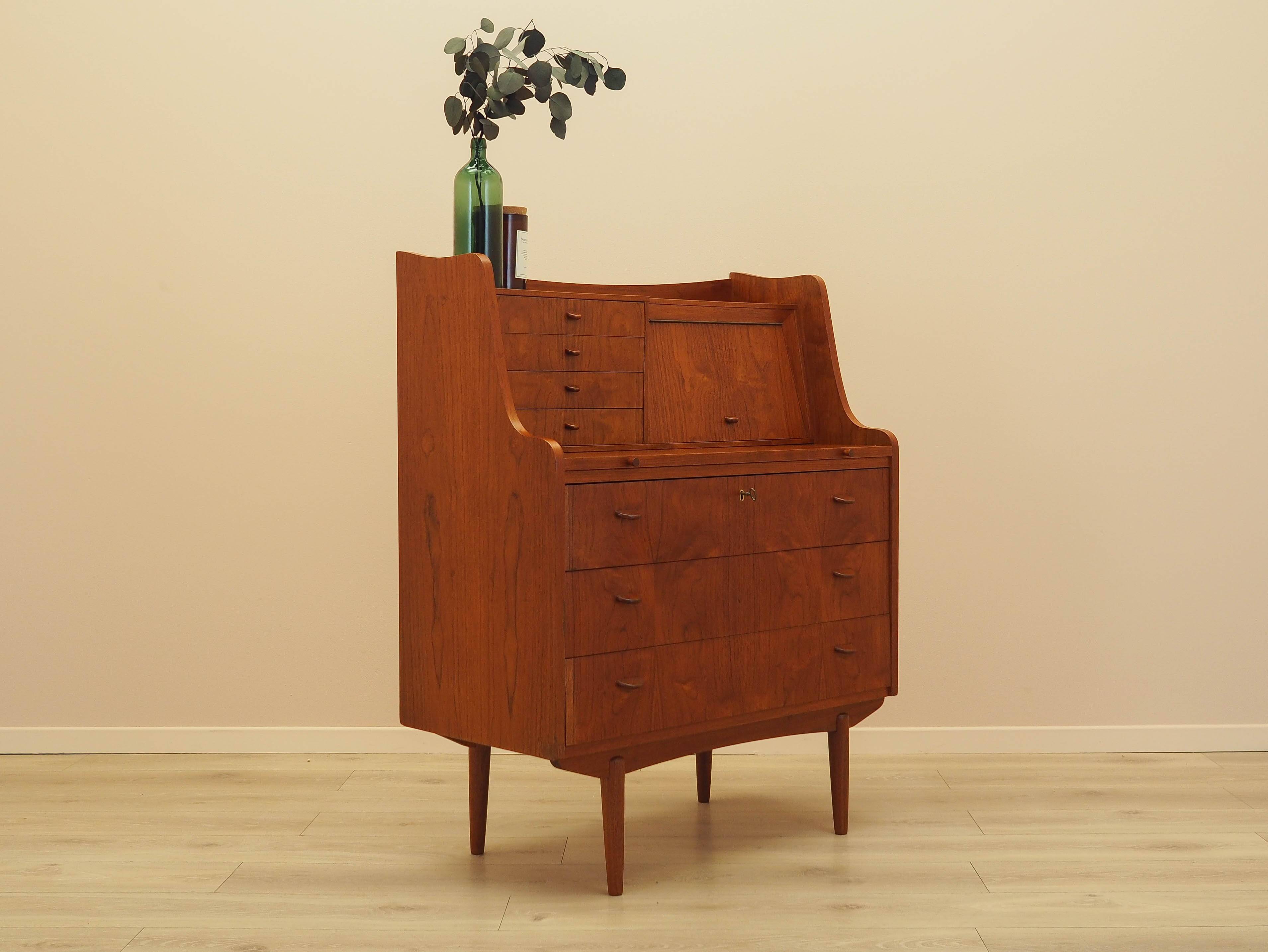 Bureau secrétaire en teck, design danois, années 1970, fabricant : AG Spejl Kobberbes