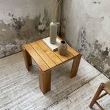 Square pine coffee table from the 70s revival