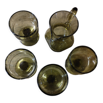 Ensemble à punch en verre bullé