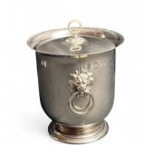 Tableware, Thermid silver metal ice bucket, glass bowl, lion handles X