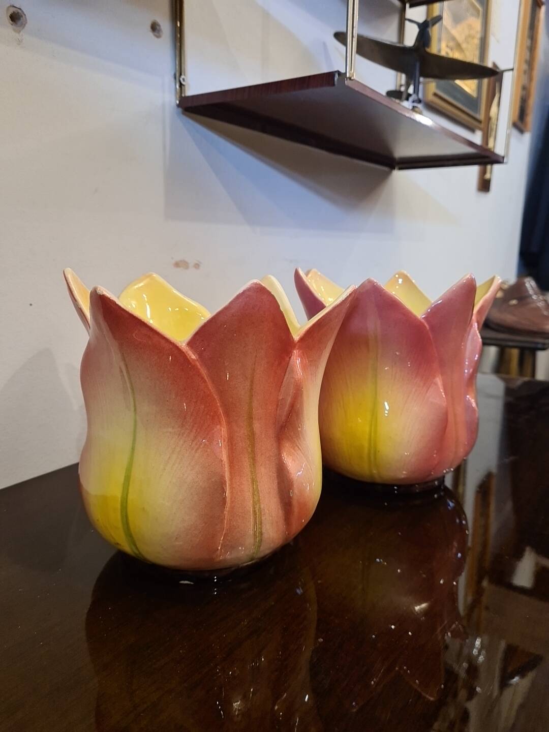 Pair of art nouveau plants signed delphin massier vallauris