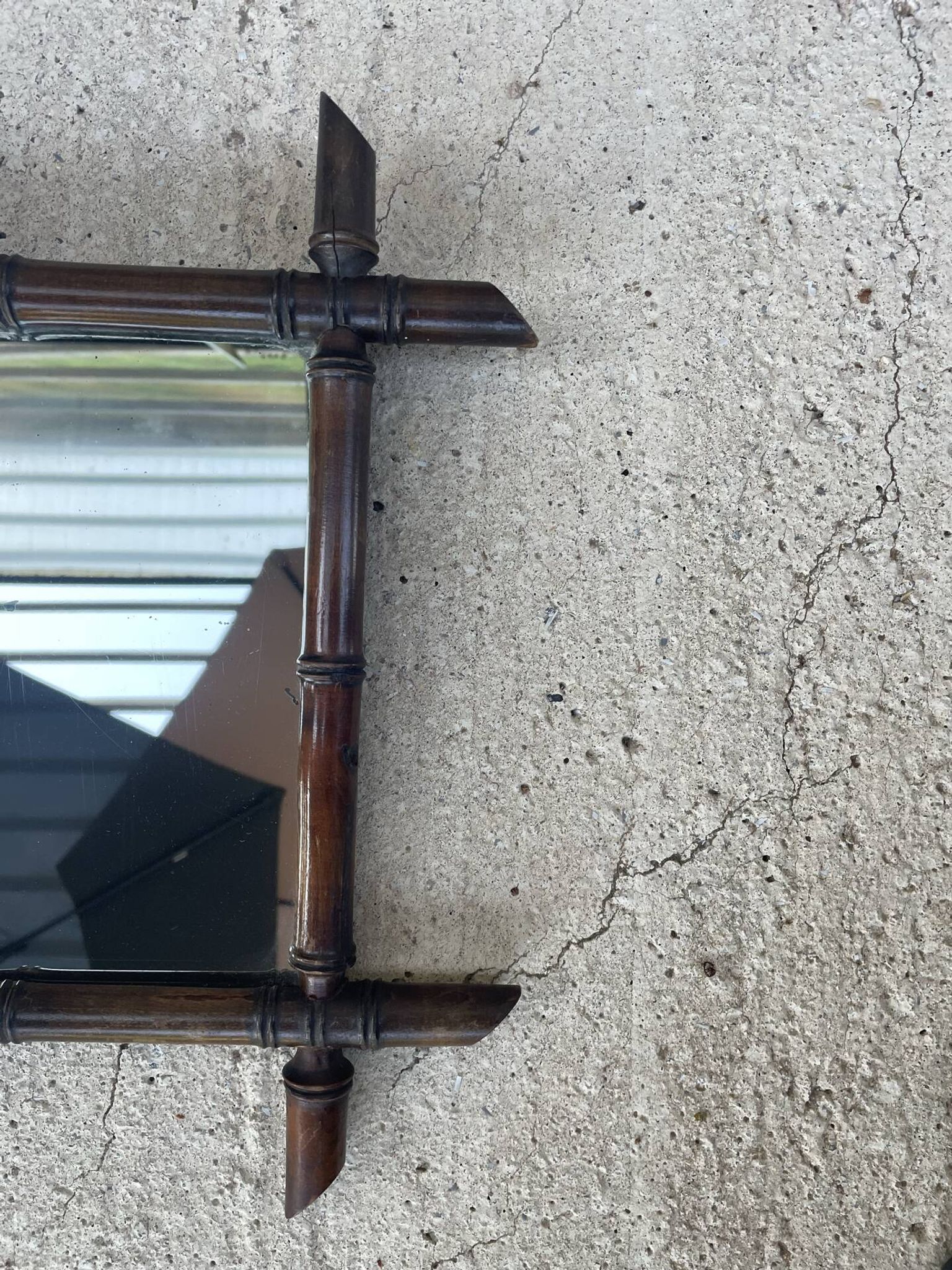 Vintage bamboo wall mirror – Handmade wooden frame