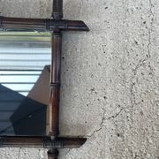 Vintage bamboo wall mirror – Handmade wooden frame