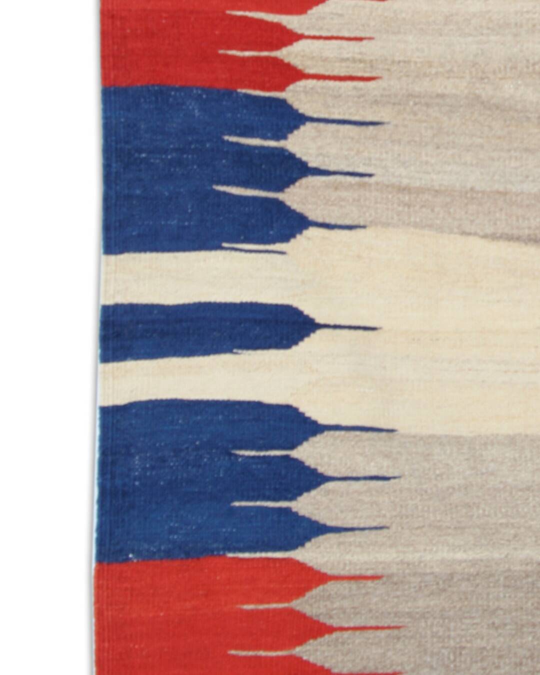 Wool Kilim Rug Earthy Beige, Vibrant Blue & Red 128 x 116 cm