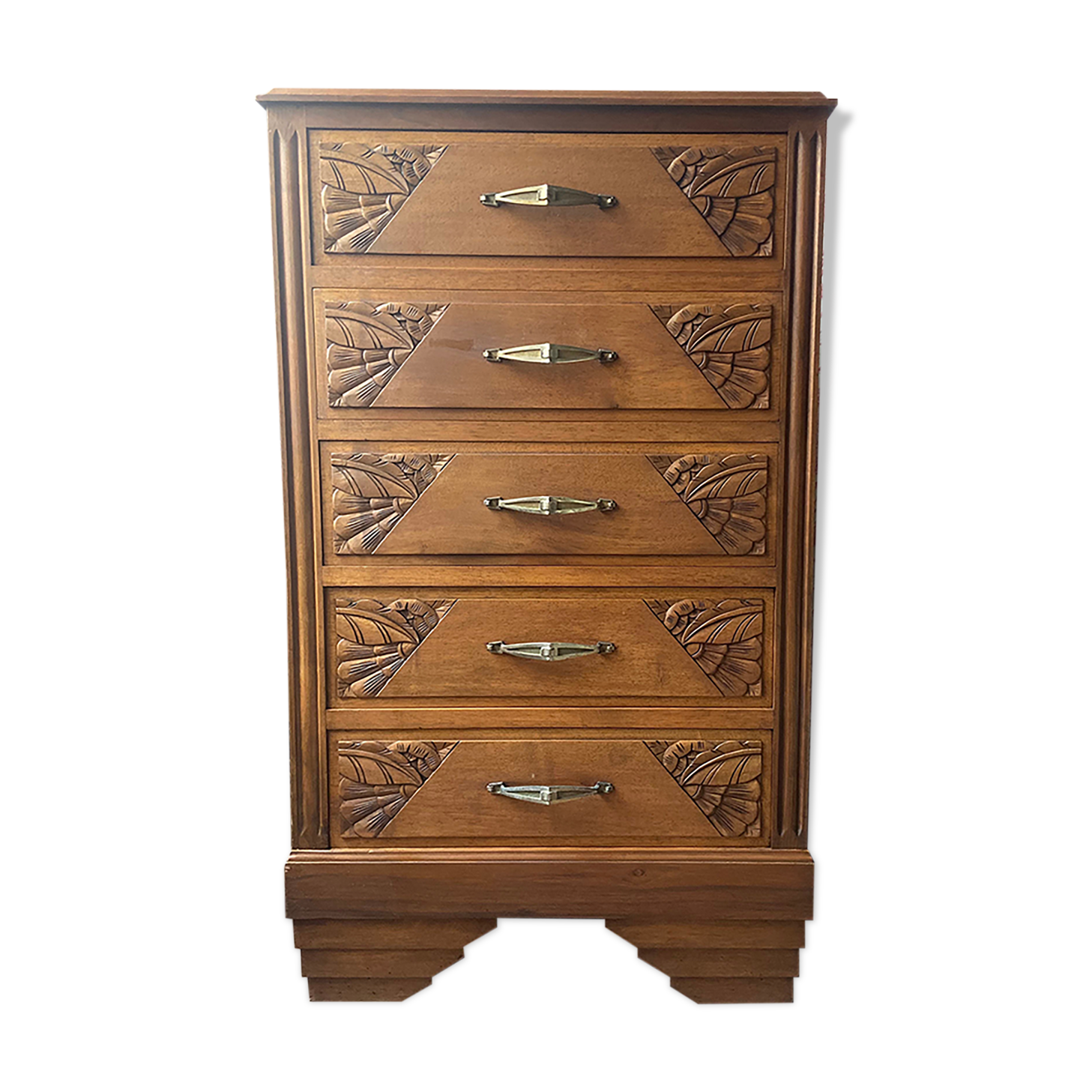 Commode semainier old era Art Deco in Walnut renovated