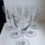 Set of 6 crystal wine glasses engraved 30s