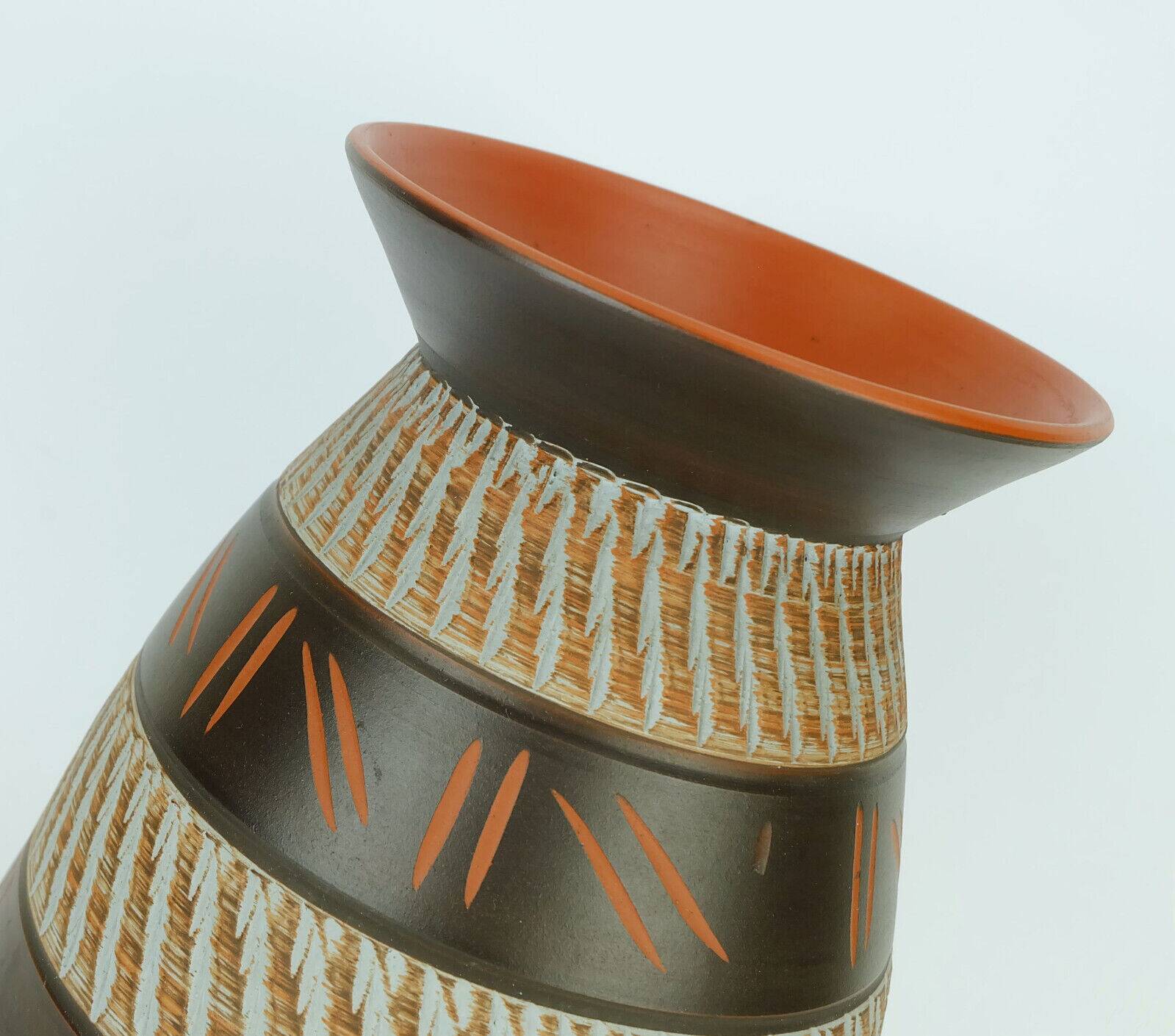 1950's akru keramik mid century VASE sgraffito decor model 10 30