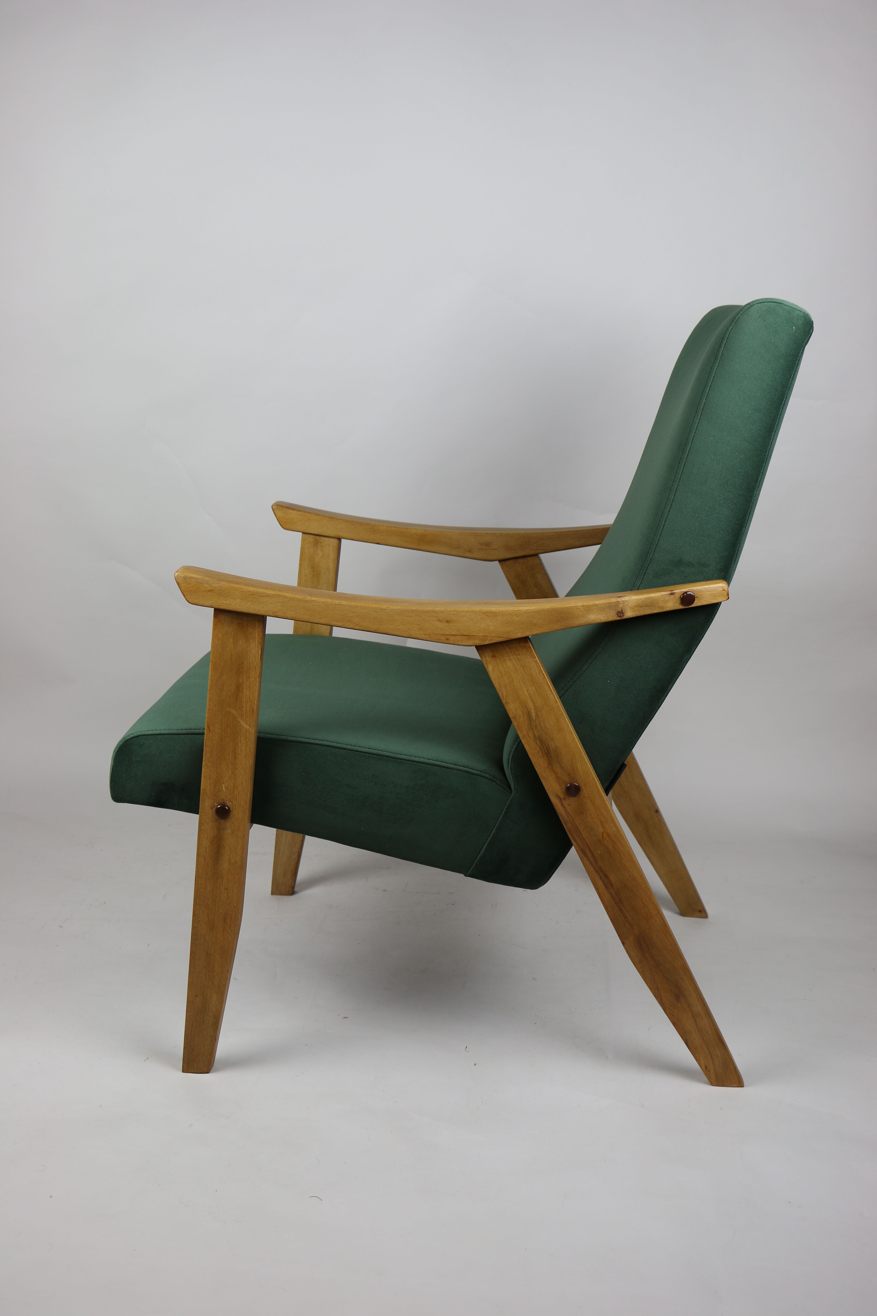 Vintage Velvet Green Armchair  1970s