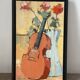 The violin with roses, oil on canvas