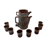 Set of stoneware teacups and a kettle, Poland 1971