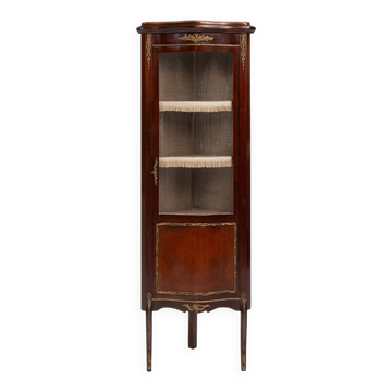 Vintage French Louis XV Style Corner Display Cabinet with Arched Glass, 195