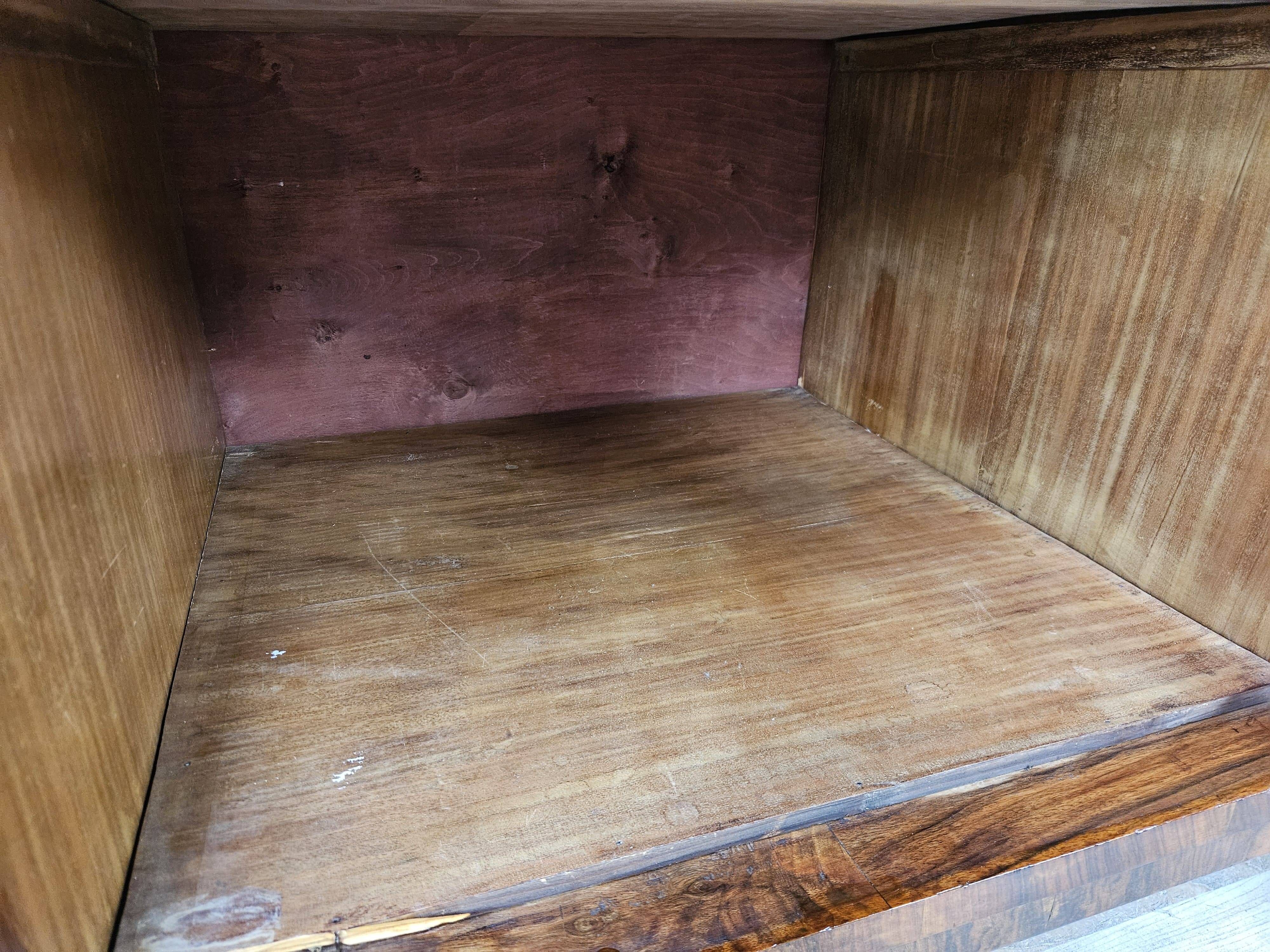 1940s Art Deco walnut sideboard with three doors