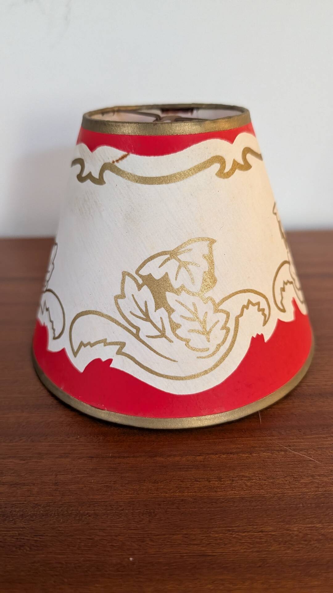 Red and gold conical lampshade