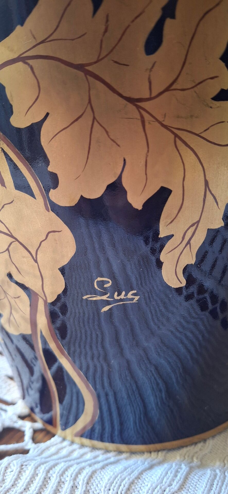 Limoges vase in blue and gold