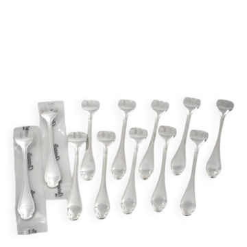 Christofle Pompadour, 12 oyster forks, silver-plated, perfect condition.