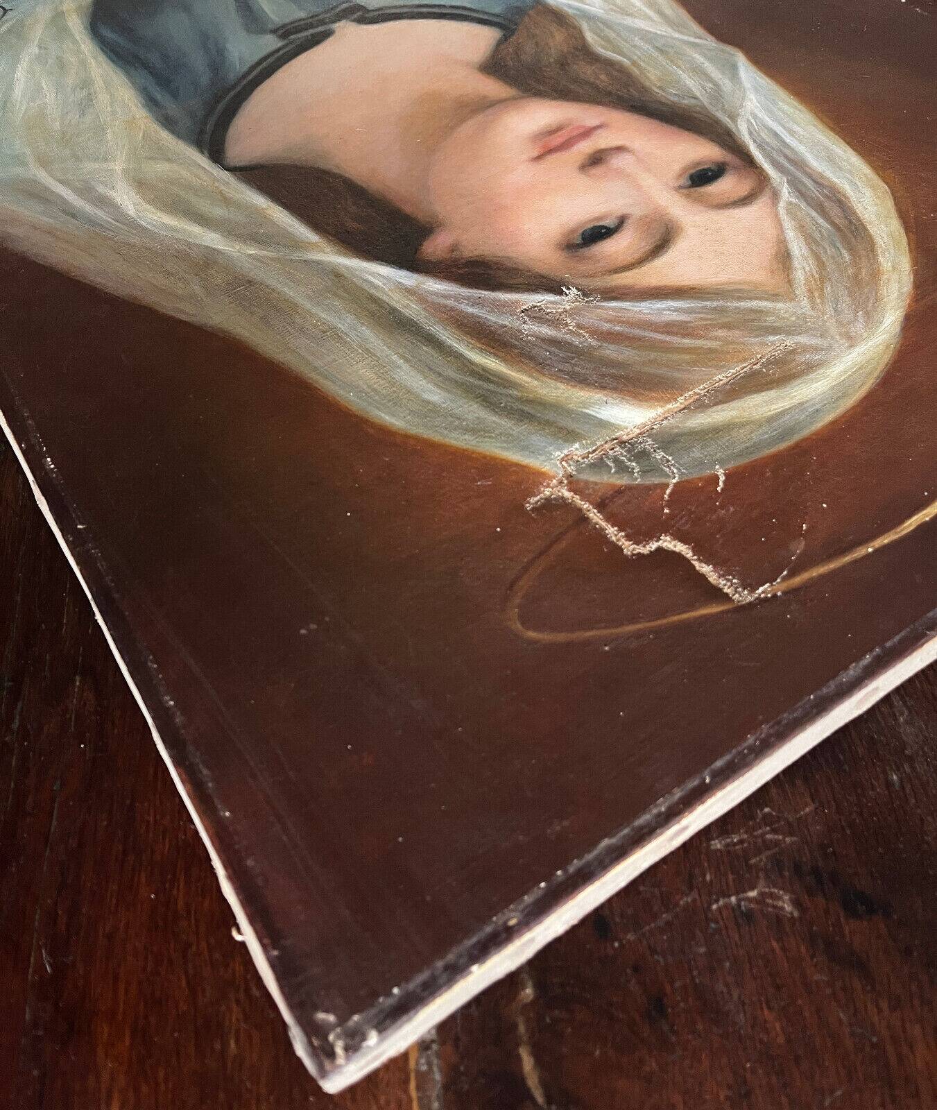 HST painting Madonna Holy Virgin late 19th century signed Chiery for restoration