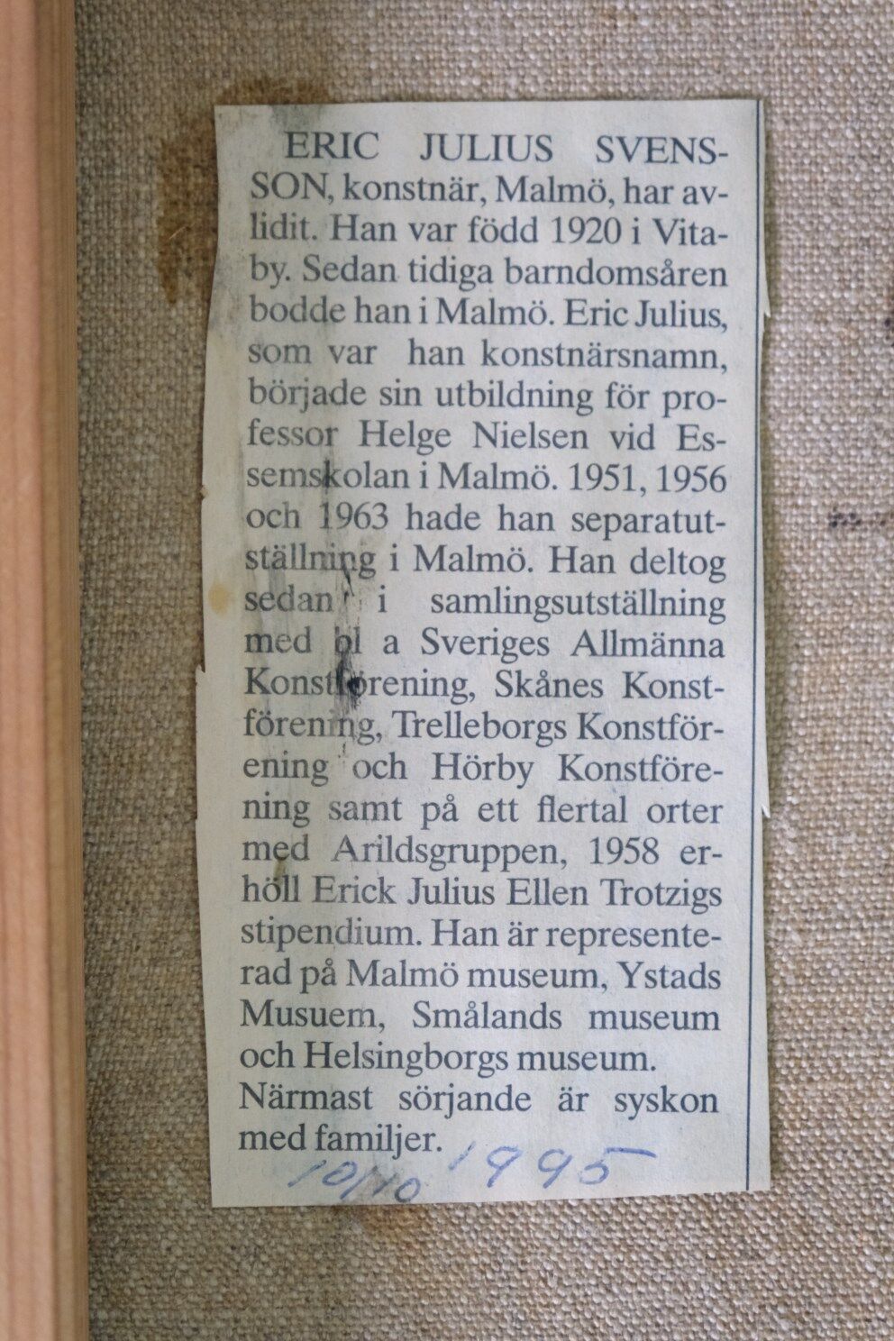 Eric Julius Svensson, Swedish Modern Composition, 1970s, Oil on Canvas, Framed