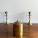 Old round box in chiseled brass
