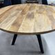 Industrial dining table for 6 to 8 people in mango and cast iron