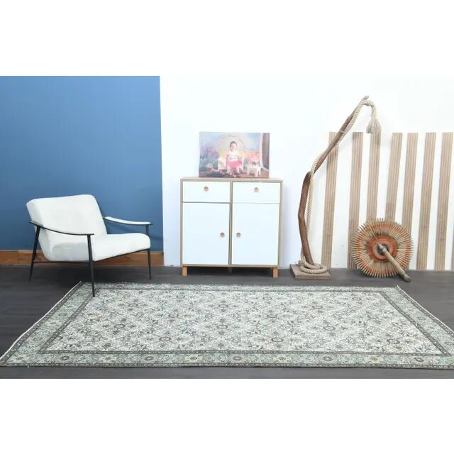 1970s Turkish Oushak Handmade Wool Cotton Green Area Rug 164x285