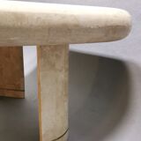 Coffee table in mosaic travertine and brass 70