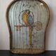Vintage bird cage trompe-oeil painting