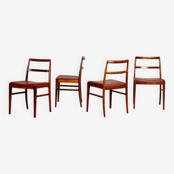 Arne Vodder Model 430 Dining Chairs in Aubergine Leather for Sibast Møbler