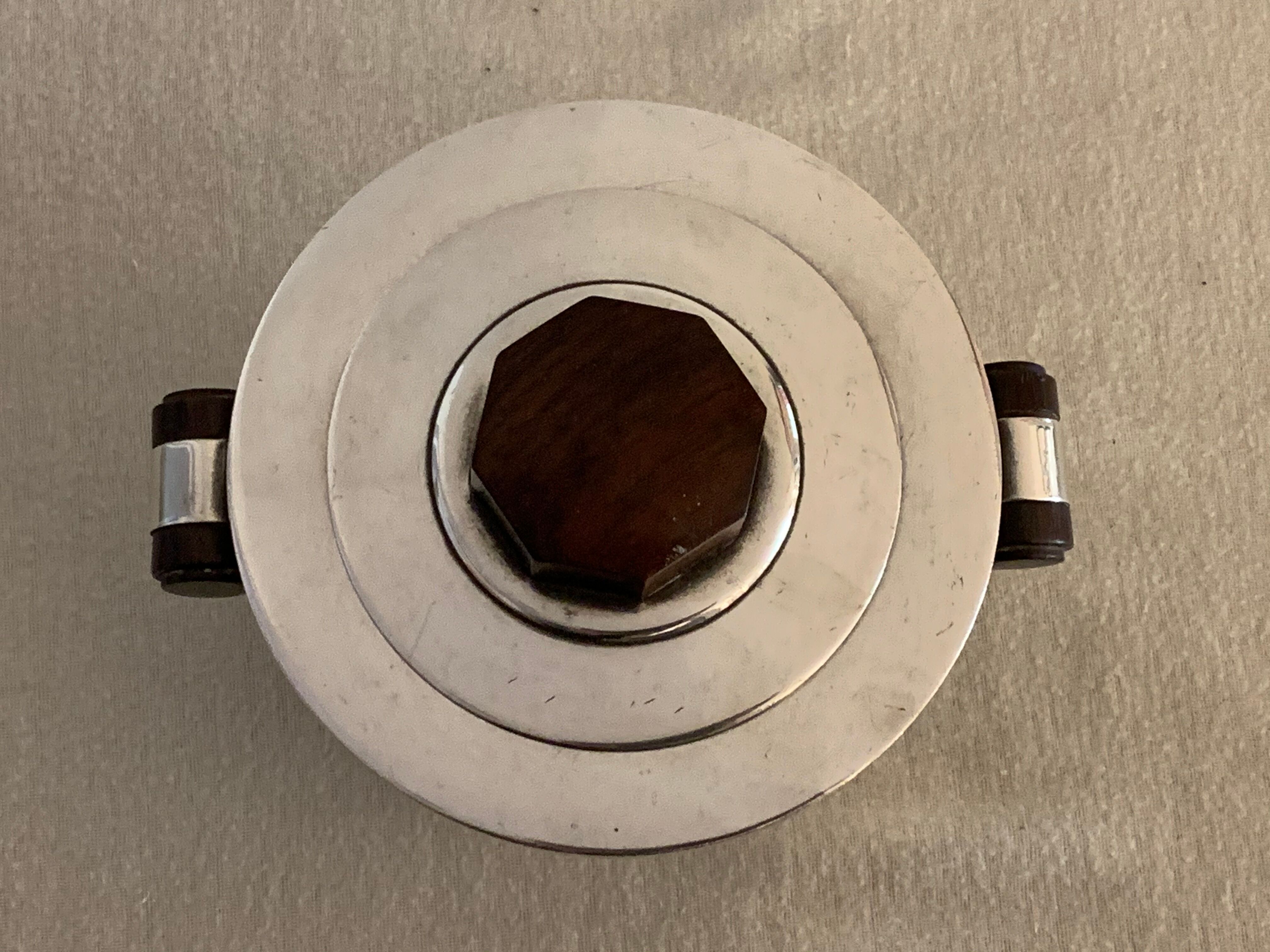 Luc Lanel silver metal and rosewood sugar for Christofle art deco