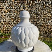 Lampe en céramique blanche craquelée vintage 1970