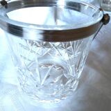 Crystal ice bucket with silver metal handle Saint Louis brand