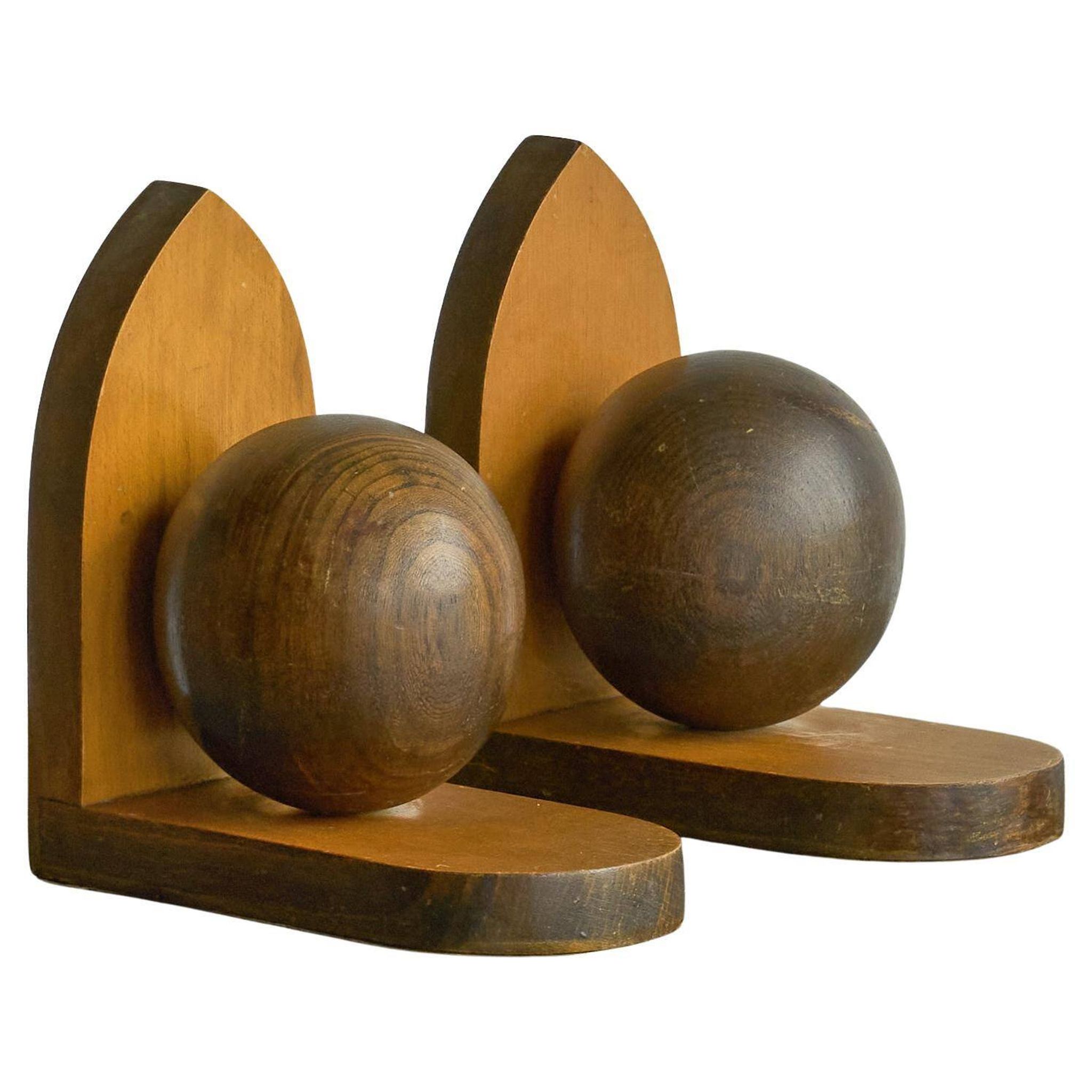 Art Deco wooden bookends from the 1930s.