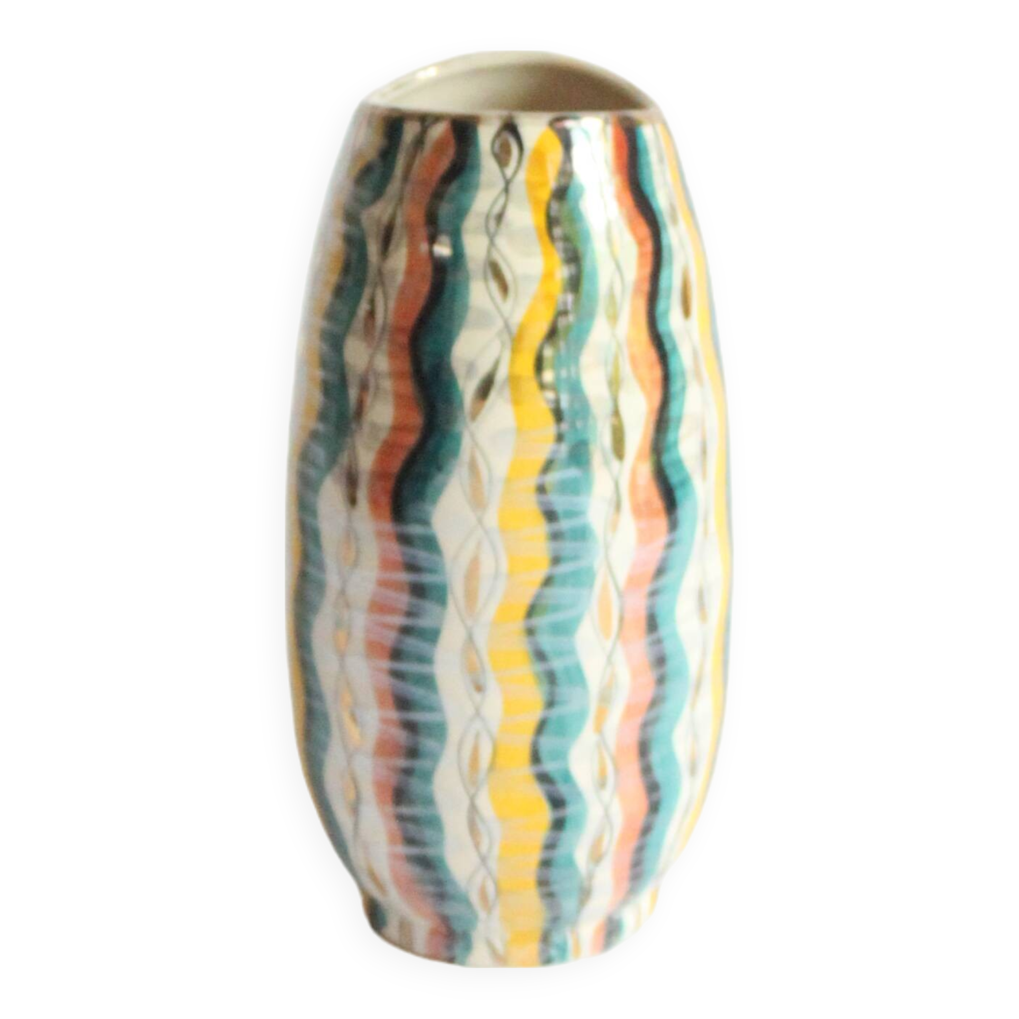 Colorful 1950s vase by Hubert Bequet, Belgium