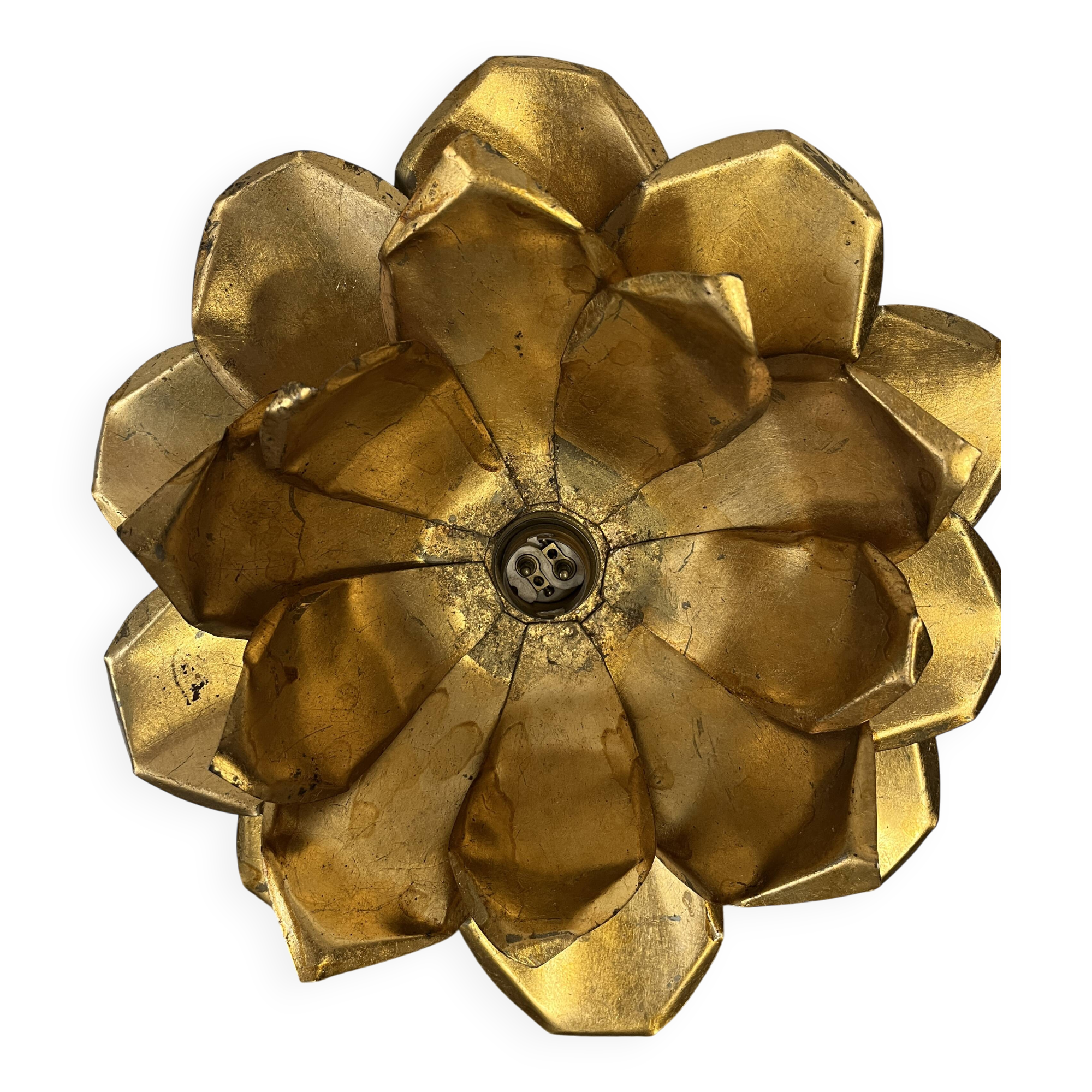 70s gold lotus wall light