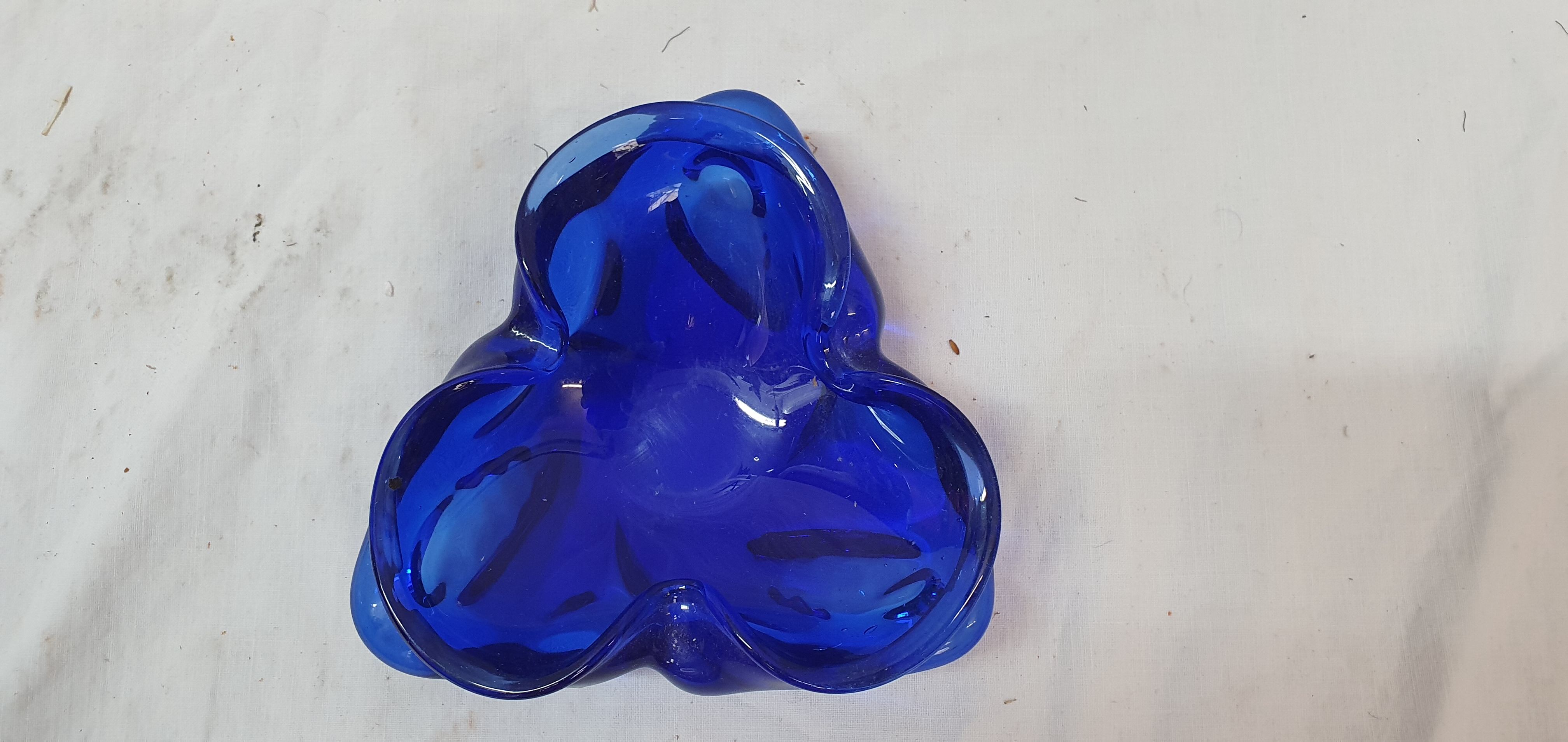 Murano ashtray royal blue glass paste