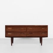 Midcentury Danish low chest of 2x2 drawers in rosewood by Hundevad 1960s
