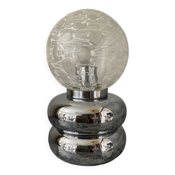 Lampe Space Age en métal chromé et verre