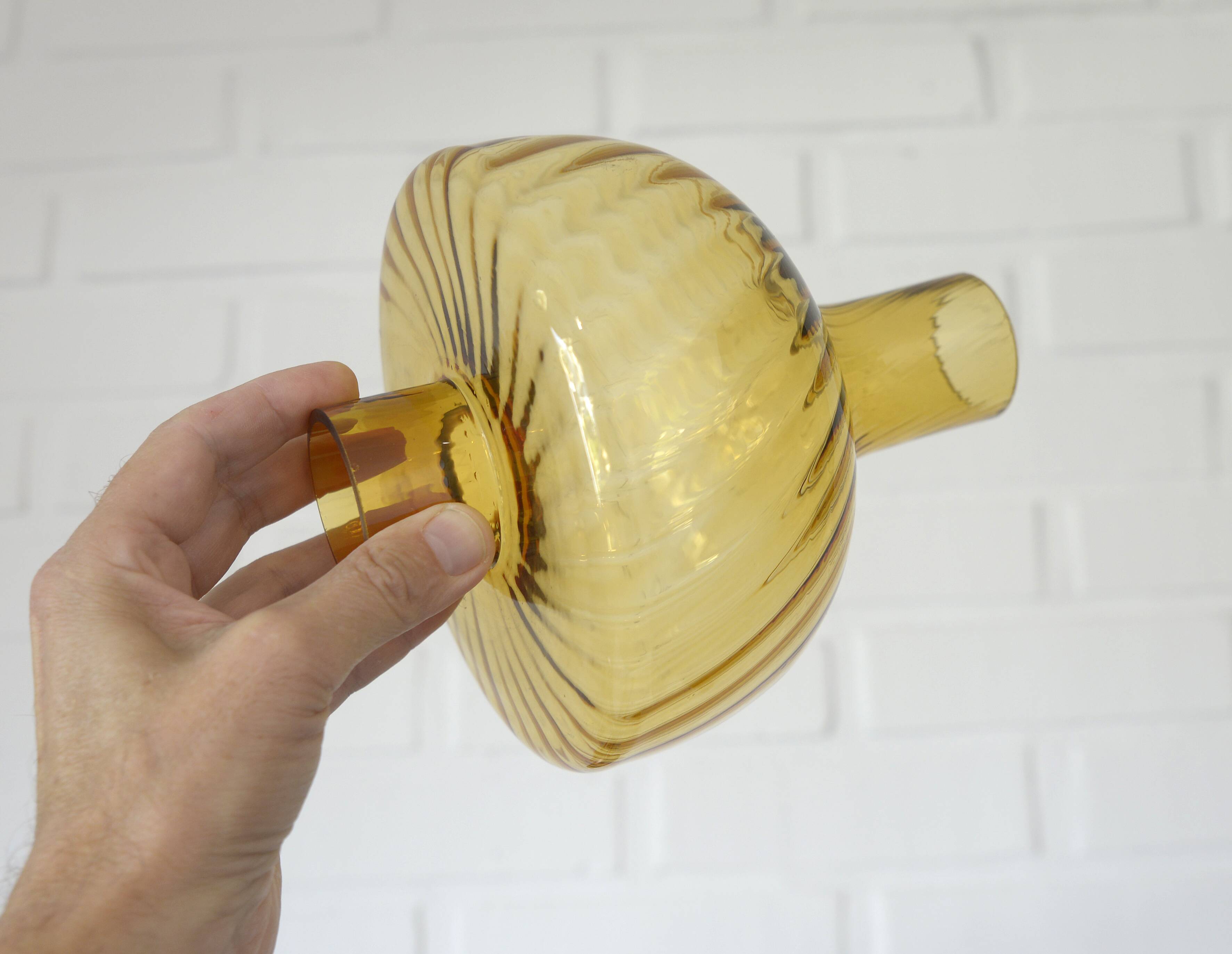 Large Vintage Rustic Wooden Chandelier Amber Glass shades Carved Wood 1980