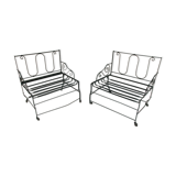 Pair of iron garden chairs forge