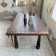 19th-century castle table, carved solid oak, 190cm.